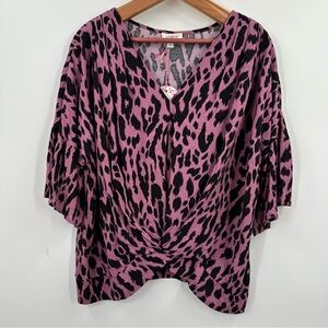 Umgee Women's Pink Leopard Print Top